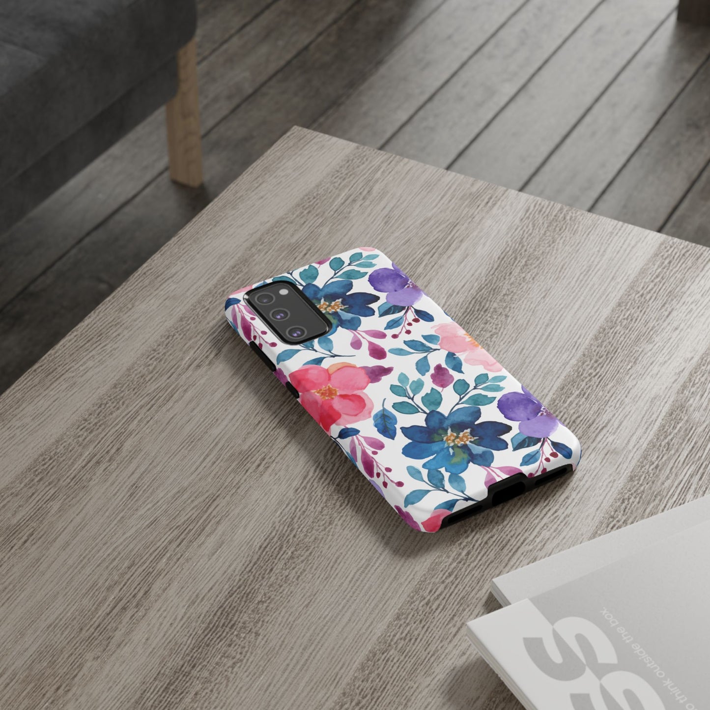 Mystic Bloom – Samsung Galaxy Case with Blue & Pink Watercolor Florals