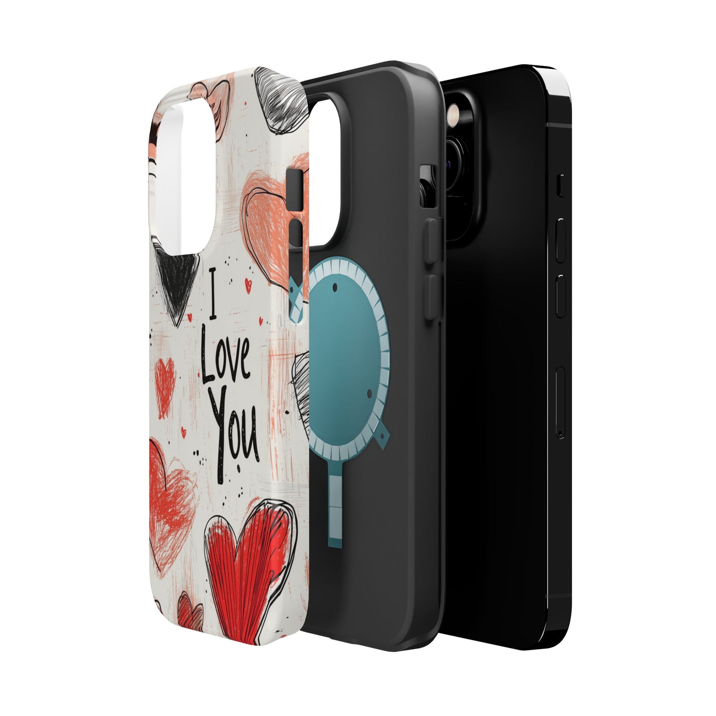 Romantic "I Love You" Heart Sketch - MagSafe Compatible Case