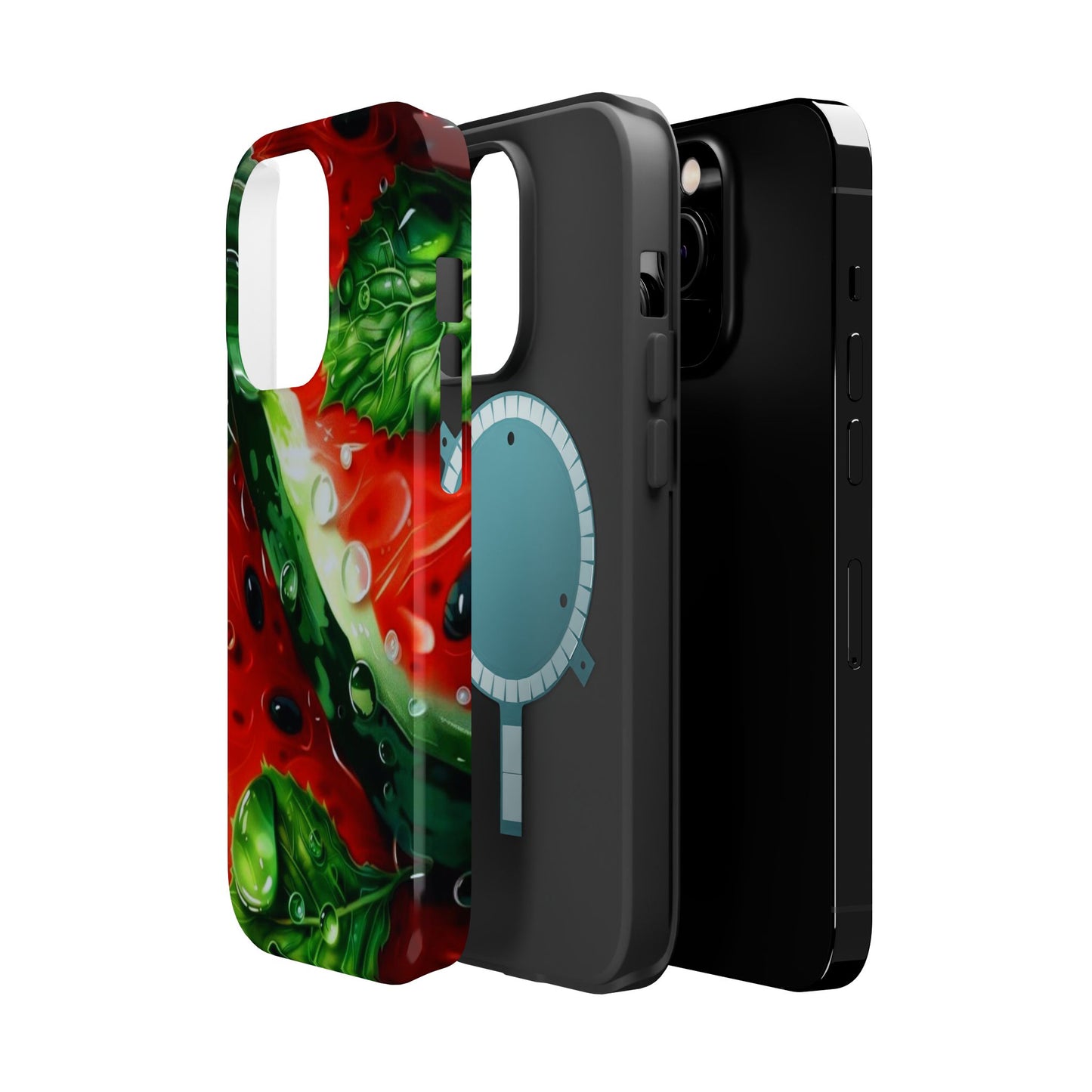 Juicy Watermelon & Mint MasSafe iPhone Case – Tough Dual-Layer, Vibrant Summer Design