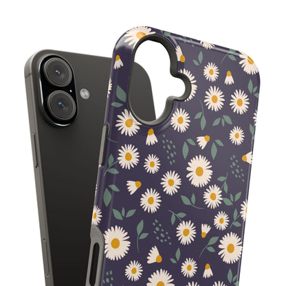 Midnight Daisy MagSafe iPhone Case – Dark Navy Floral Design, Slim and Protective