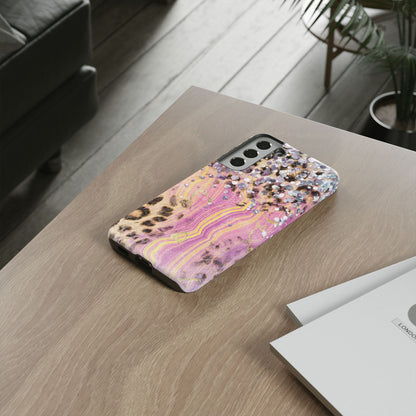 Crystal Glam Leopard - Samsung Galaxy Series Case with Glitter and Gem Accents