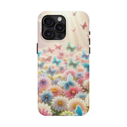 Butterfly Flower Garden - iPhone Case - Pastel Floral Protective Cover