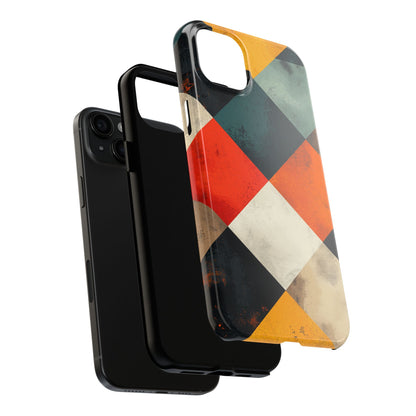 Geometric Retro iPhone  Case - Colorful Checkered Protective Cover