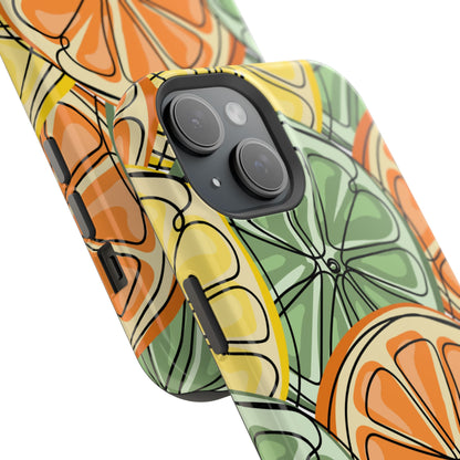 Citrus Zest Tough MagSafe iPhone Case – Bold Lime, Lemon, and Orange Design, Shockproof Protection