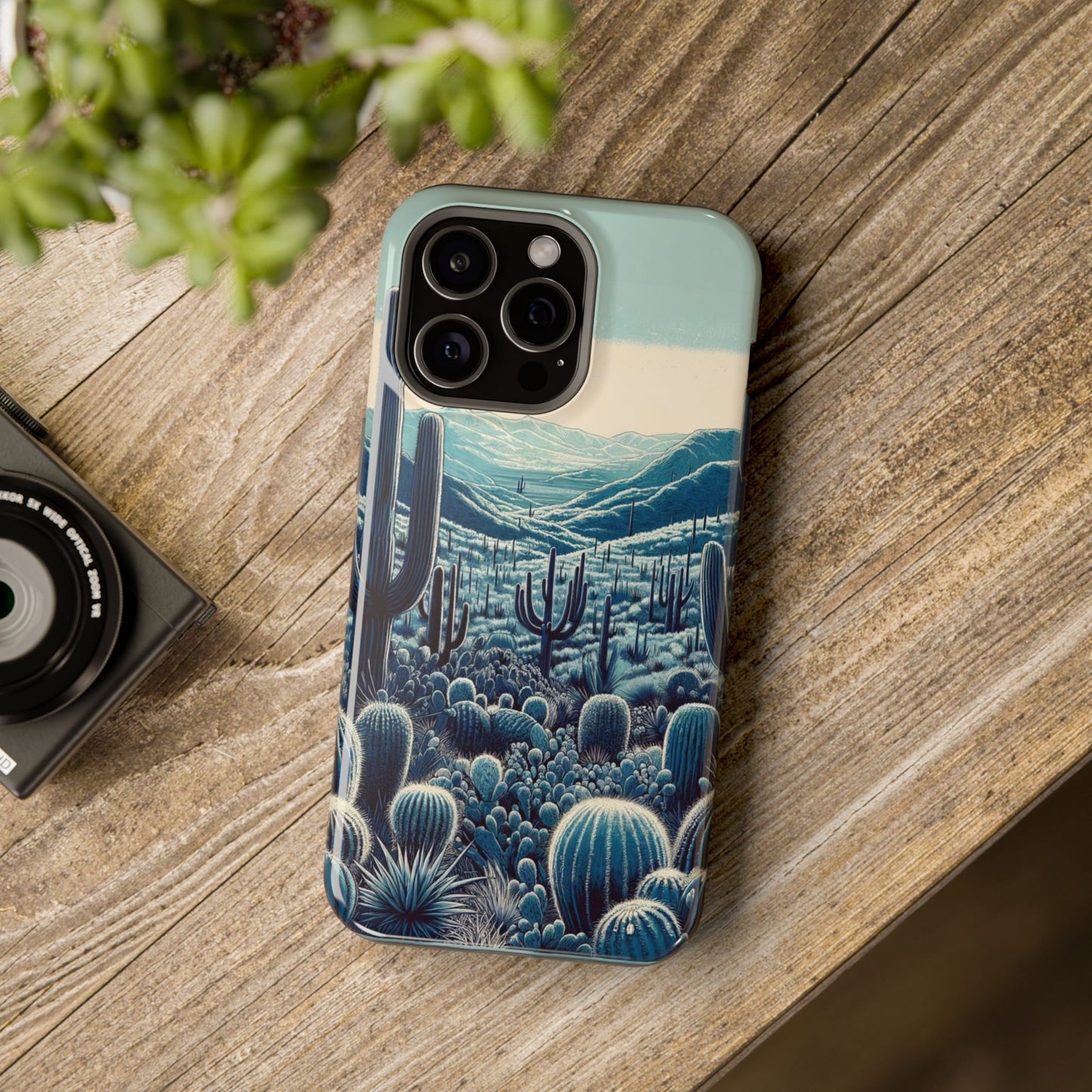 Desert Blues Cactus iPhone Case