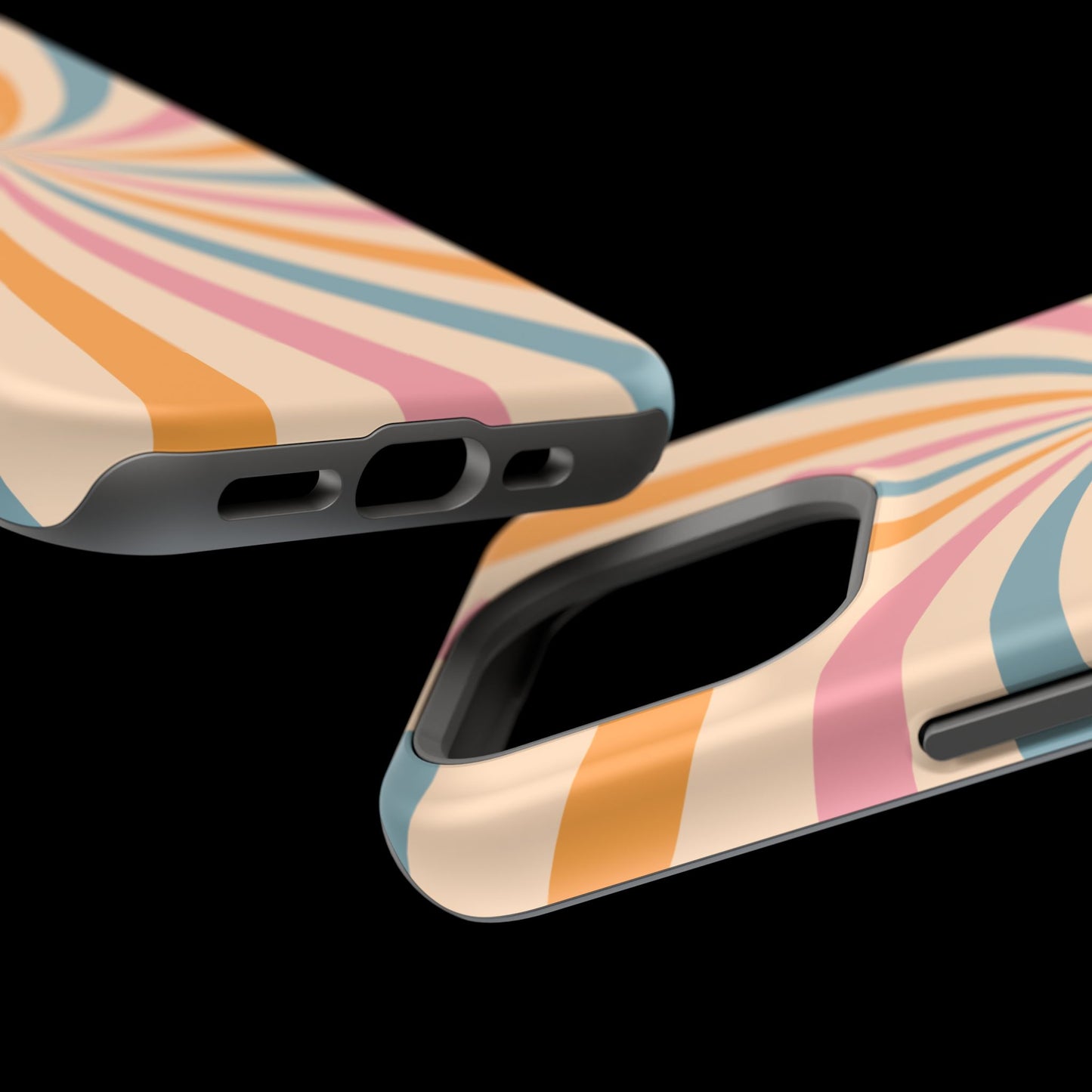 Retro Swirl Pattern MagSafe iPhone Case – Bold 70s Vibe in Pink, Orange, and Orange