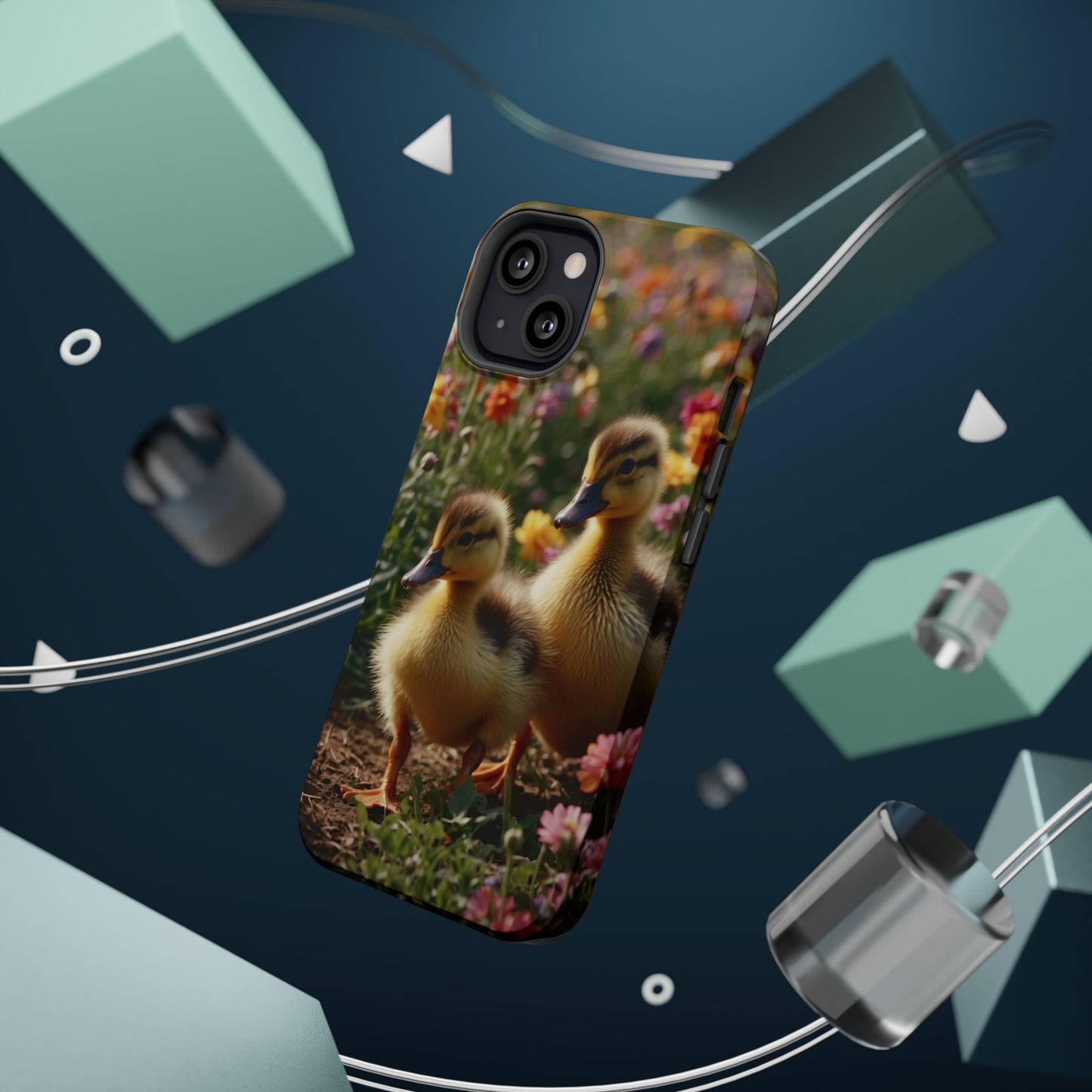 Charming Ducklings in Floral Garden - MagSafe iPhone Case