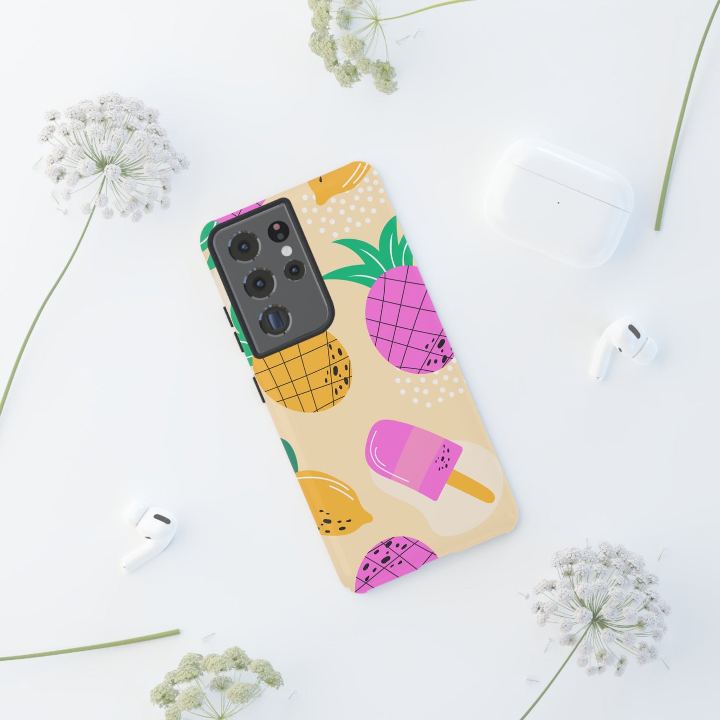 Tropical Pop Samsung Galaxy Case – Fun Pineapple & Lemon Design with Vibrant Summery Colors