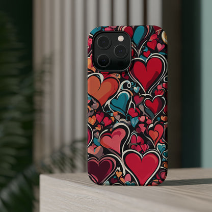 Vibrant Multicolor Heart Art – MagSafe-Compatible iPhone Case