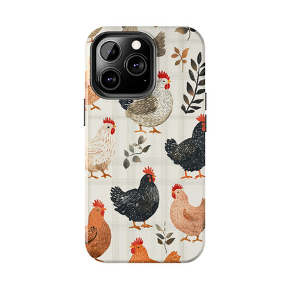 iPhone Case: Vintage Chicken & Leaves – Farmhouse Style Case