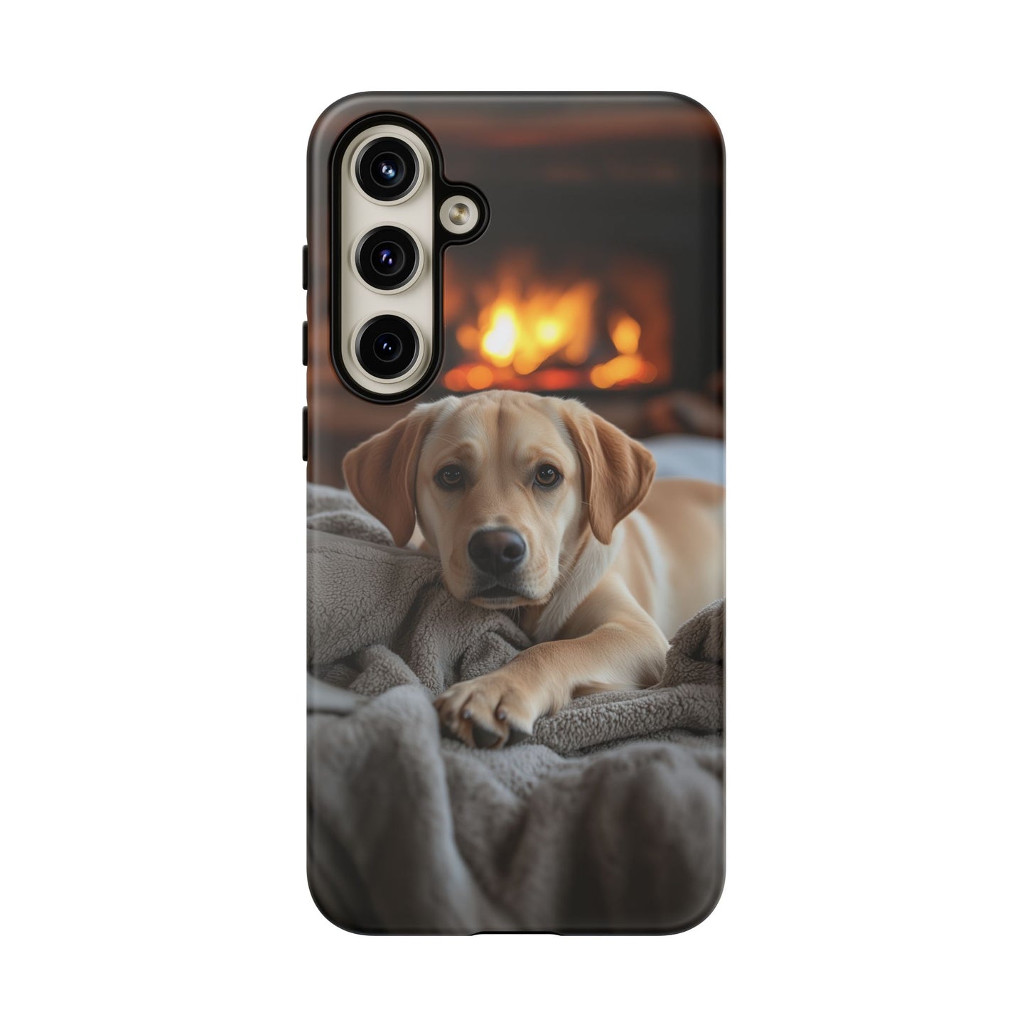 Cozy Golden Retriever by the Fireplace - Samsung Galaxy Case