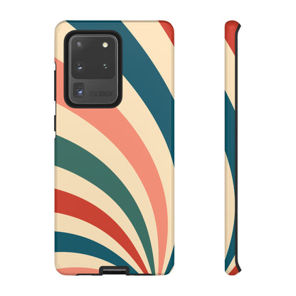 Retro Sunburst Swirl Samsung Galaxy Case – Dual-Layer Protection with Bold 70s Vibes