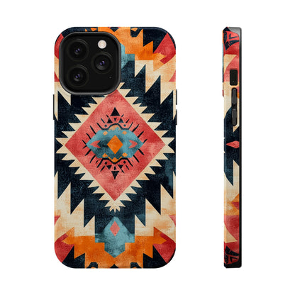 Bold Aztec Pattern Tough MagSafe iPhone Case – Vibrant Geometric Design, Dual-Layer Protection