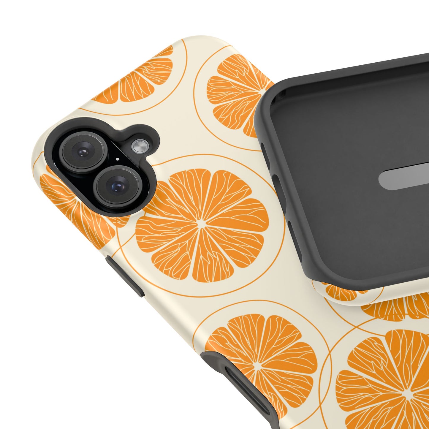 Citrus Burst Pattern Tough MagSafe iPhone Case – Bold Orange Design, Shockproof Protection