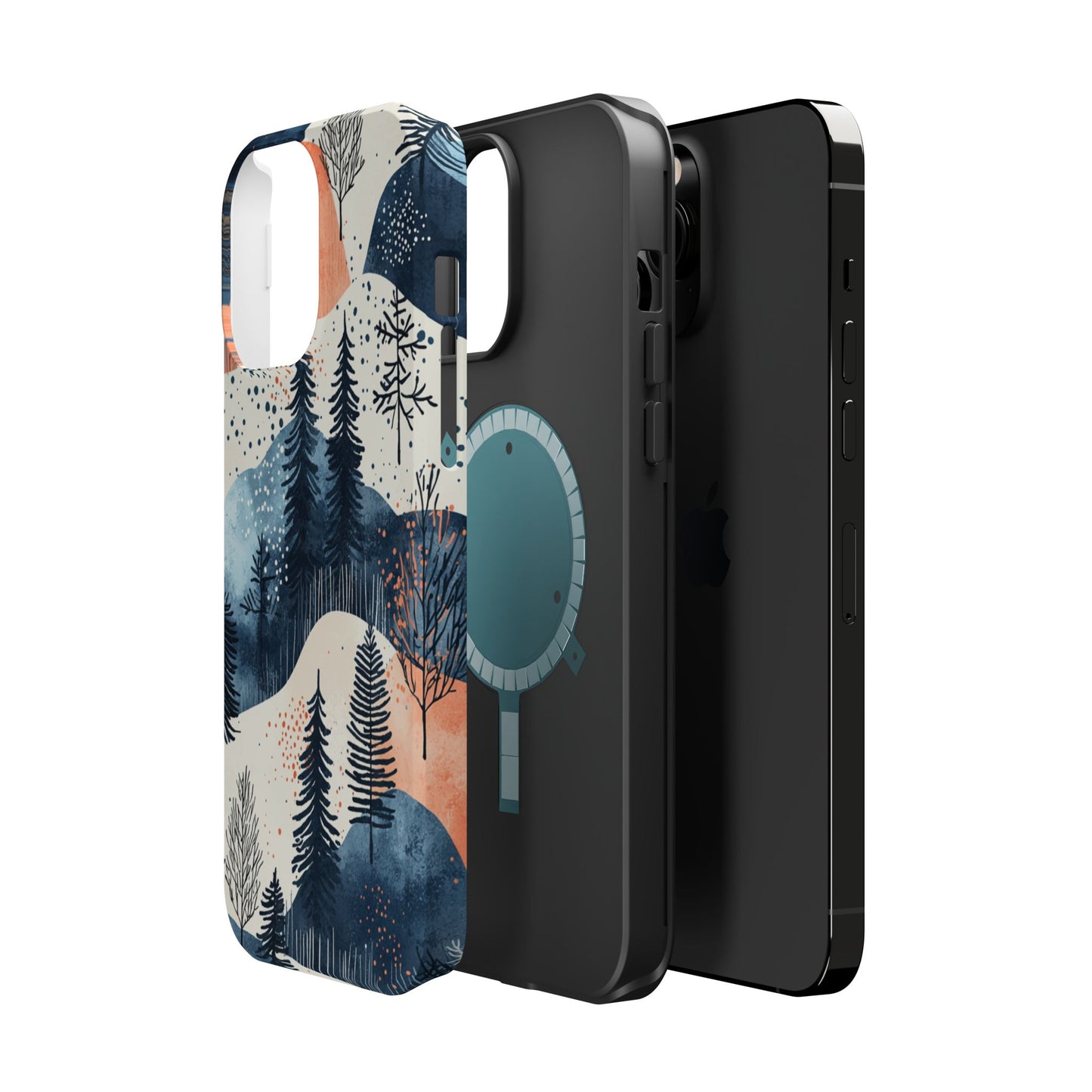 Winter Forest MagSafe iPhone Case | Watercolor Trees & Mountains