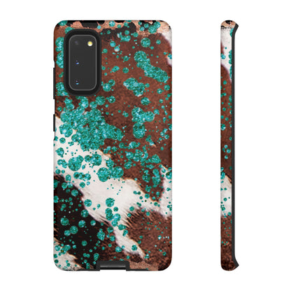 Teal Glitter Cowhide - Samsung Galaxy Series Case