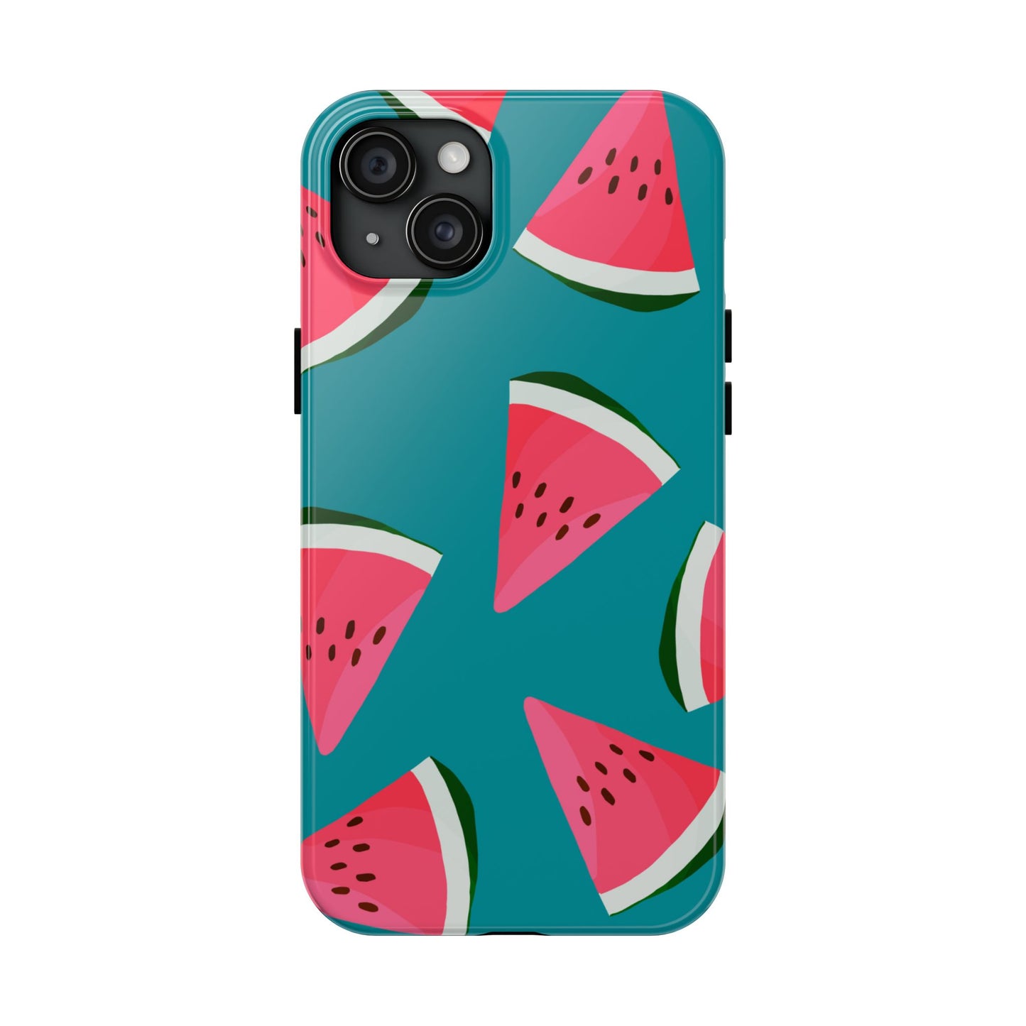 Watermelon Bliss iPhone Case – Vibrant Summer Fruit Design on Teal Background