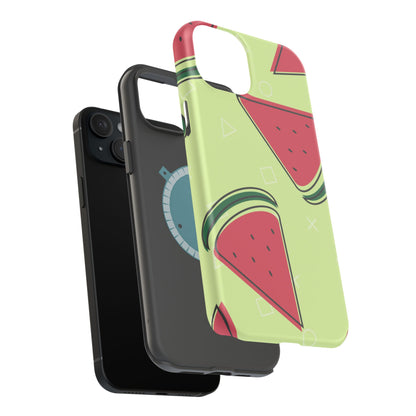 Watermelon Slice MagSafe iPhone Case – Fresh & Fun Design with Retro Geometric Pattern