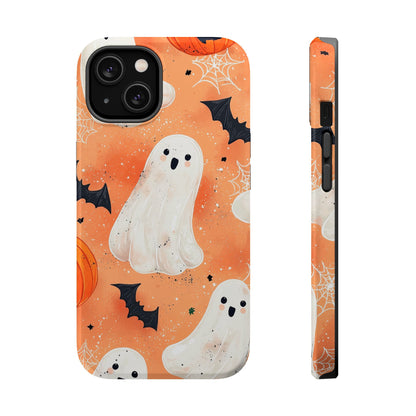 Spooky Cute Ghost MagSafe iPhone Case – Halloween Ghosts, Pumpkins, Bats & Cobwebs Design