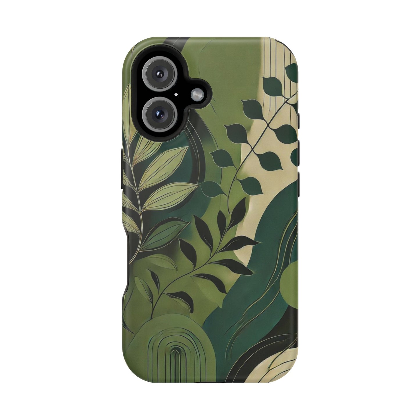 Abstract Green Leaves MagSafe iPhone Case - Nature-Inspired Protective Cover