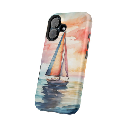 Sailboat Sunset MagSafe iPhone Case – Vibrant Watercolor Design