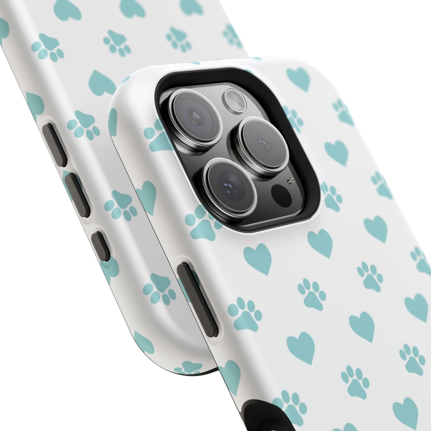 Mint Green Paw Print & Heart MagSafe Case – Pet Lover’s Magnetic Style