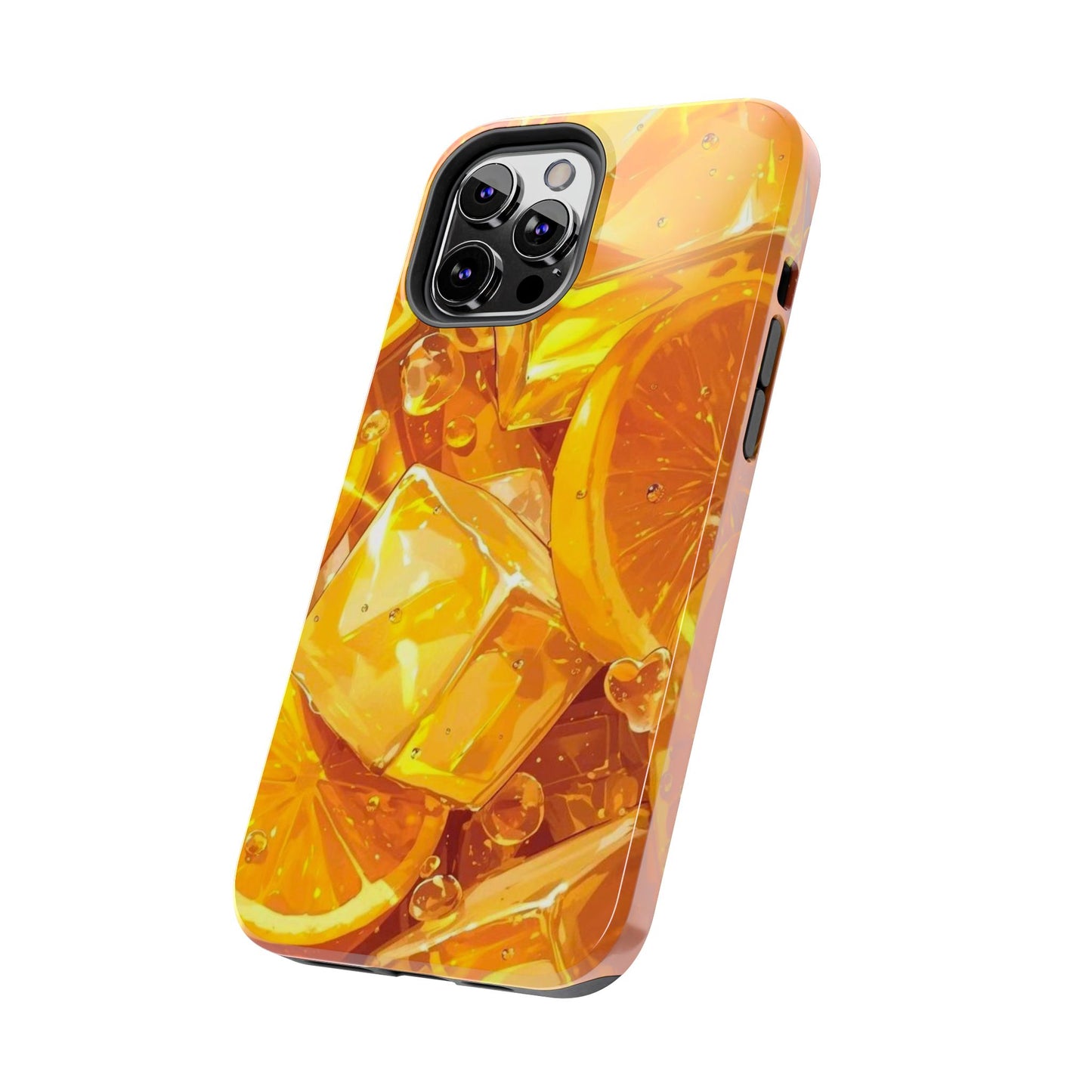 Citrus Splash iPhone Case – Bright Orange Slices & Ice, Dual-Layer Protection