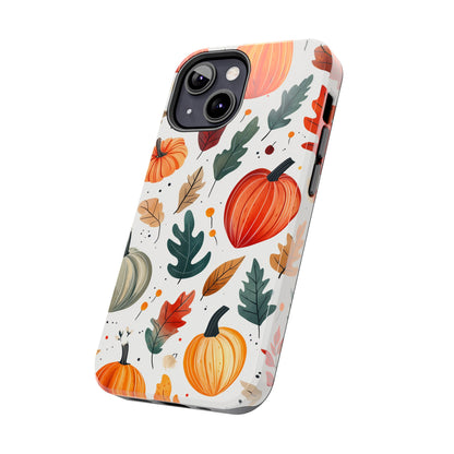 Autumn Harvest iPhone Case - Pumpkin and Fall Leaf Design