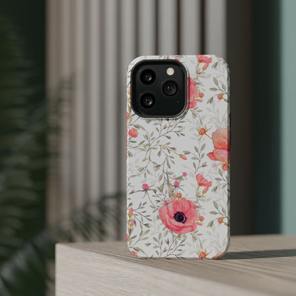 Pink Floral Watercolor MagSafe iPhone Case – Elegant Blossom Design with Magnetic Compatibility