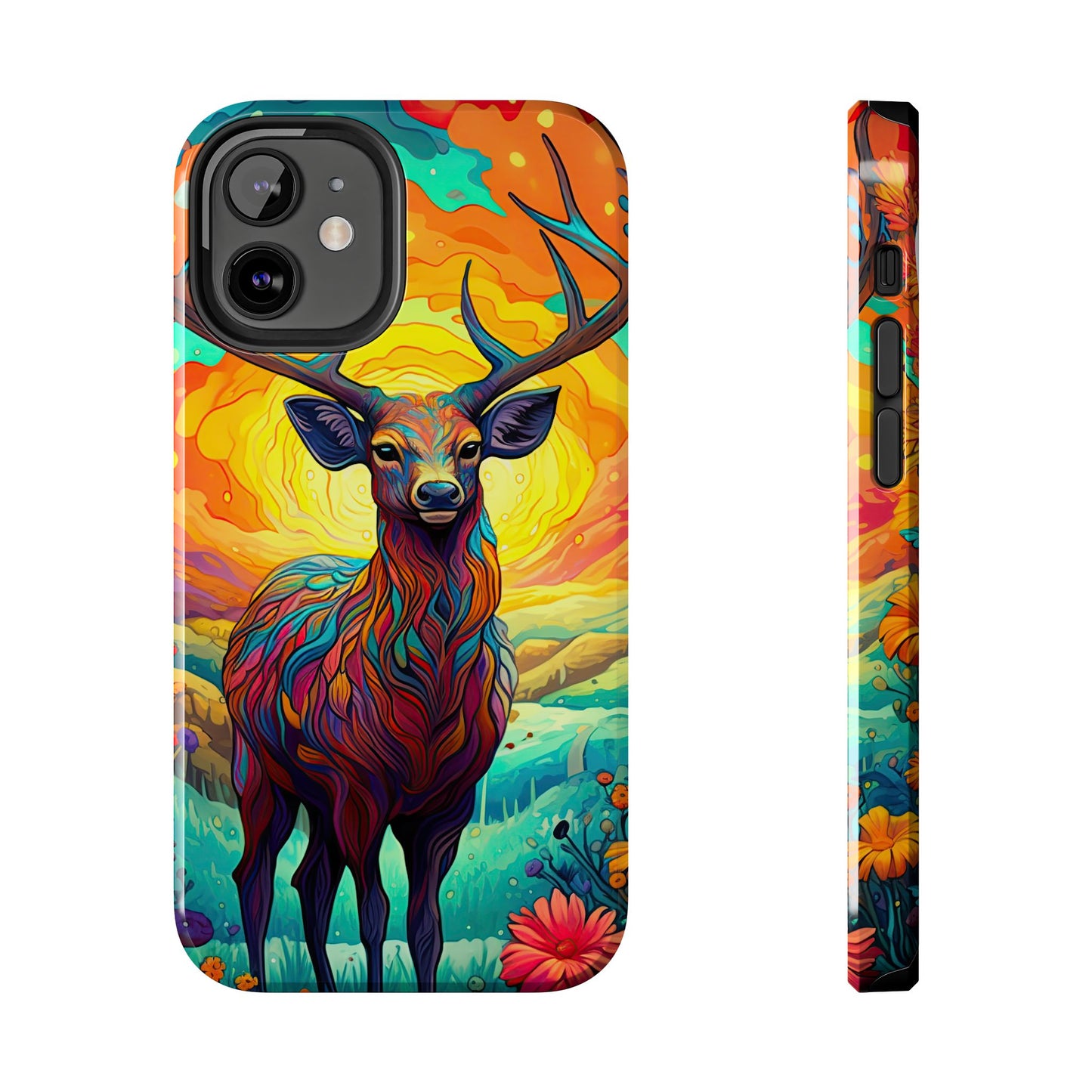 Vibrant Stag in Bloom – iPhone Case