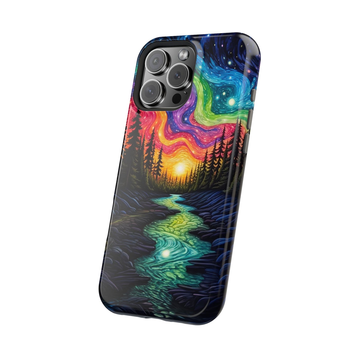 Celestial Nightscape MagSafe iPhone Case – Vibrant River and Starry Sky Design