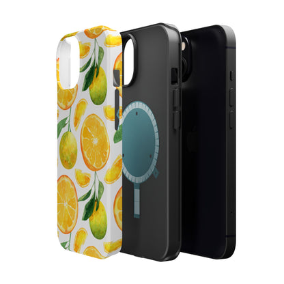 Sunny Citrus Grove Tough MagSafe iPhone Case – Watercolor Orange Design, Dual-Layer Protection