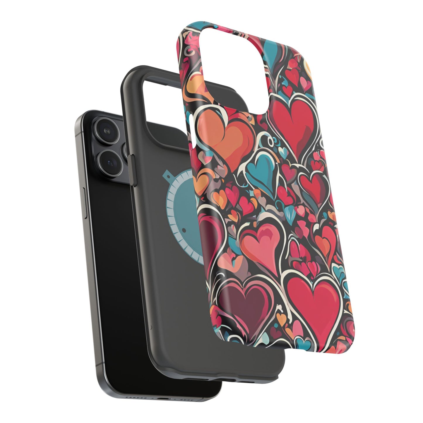 Vibrant Multicolor Heart Art – MagSafe-Compatible iPhone Case