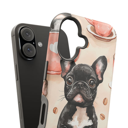 French Bulldogs in Coffee Cup MagSafe iPhone Case – Cute Dog Art, Shockproof & Slim Design