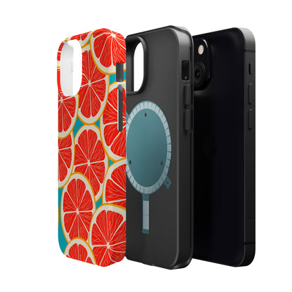 Ruby Grapefruit Pop Tough MagSafe iPhone Case – Vibrant Citrus Design, Shock-Resistant Protection