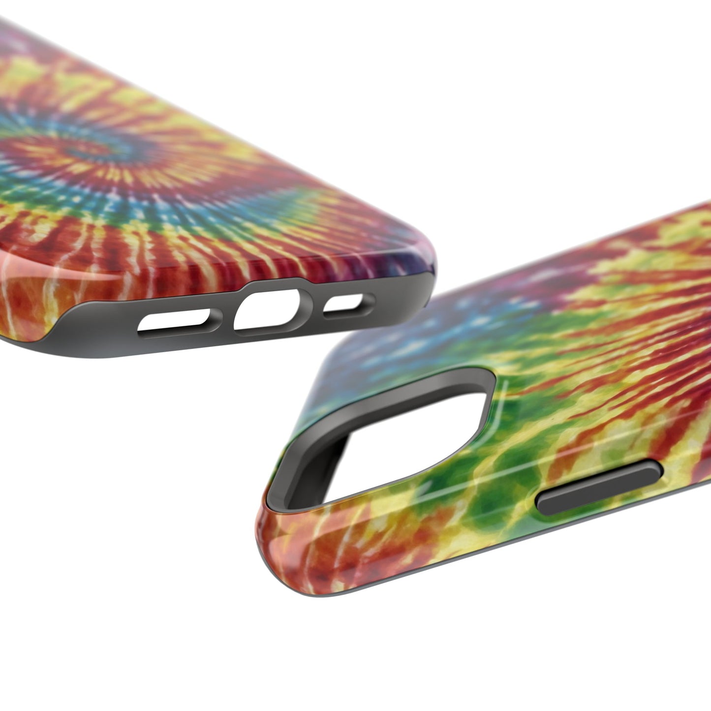 Vibrant Spiral Tie-Dye MagSafe Case – Retro Rainbow Design