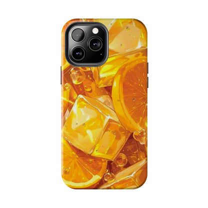 Citrus Splash iPhone Case – Bright Orange Slices & Ice, Dual-Layer Protection