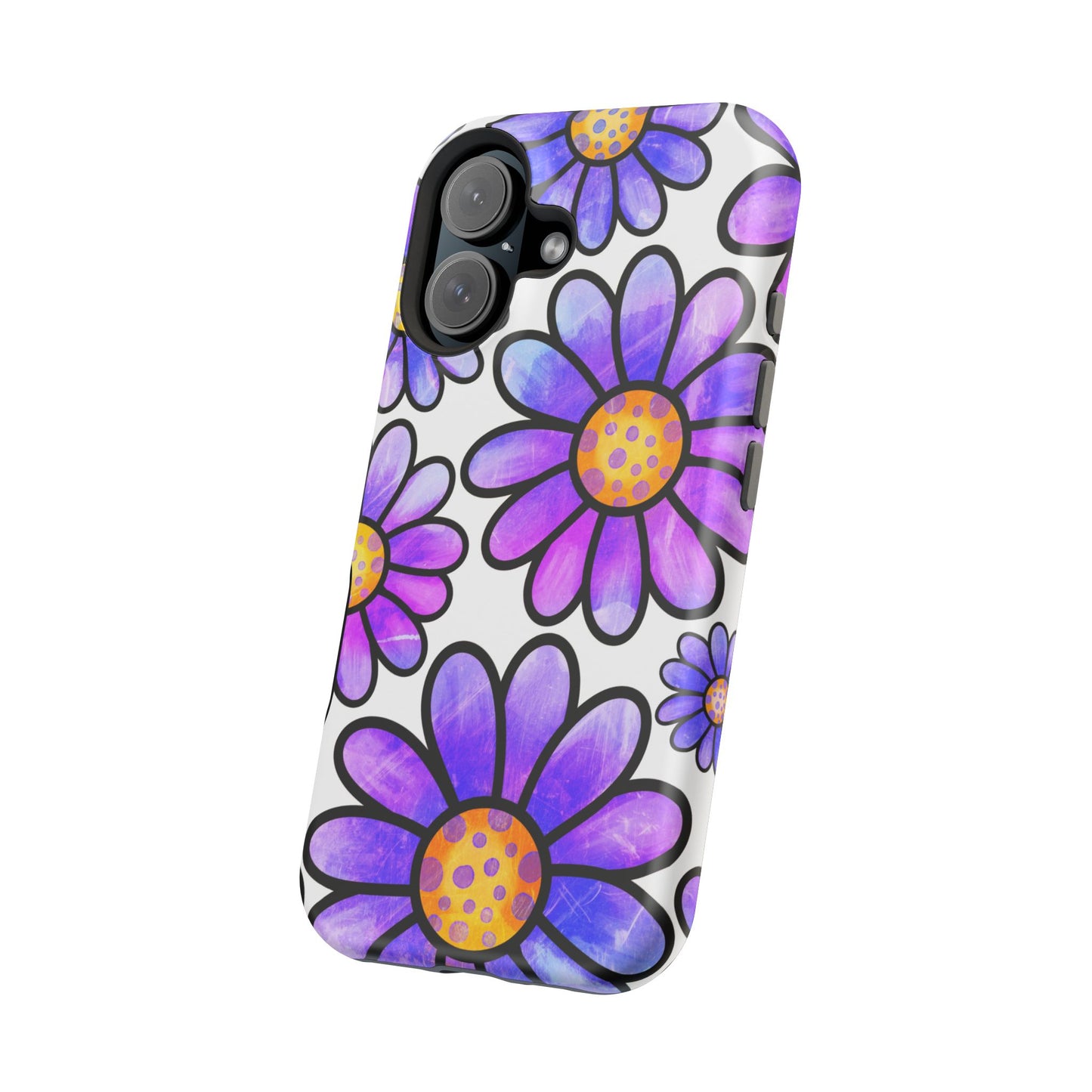 Purple Daisy Delight MagSafe iPhone Case – Slim Profile, Glossy Finish