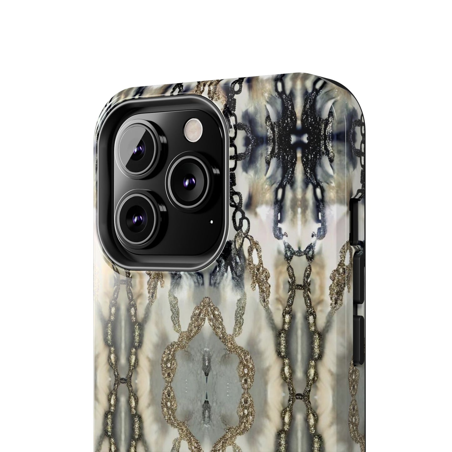 Abstract Marble - Metal Chain Pattern iPhone Case - Chic Protective Cover