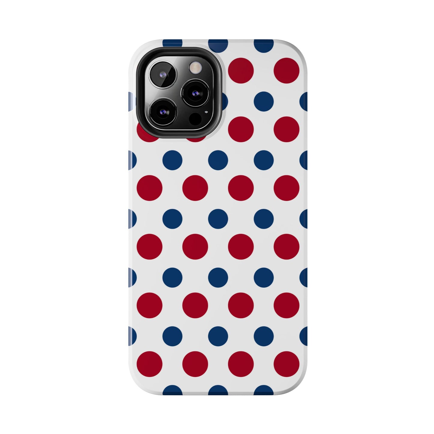 Patriotic Navy, White, and Red Polka Dot iPhone Case