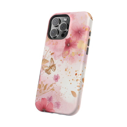 Blush Pink Floral Butterfly - MagSafe iPhone Case