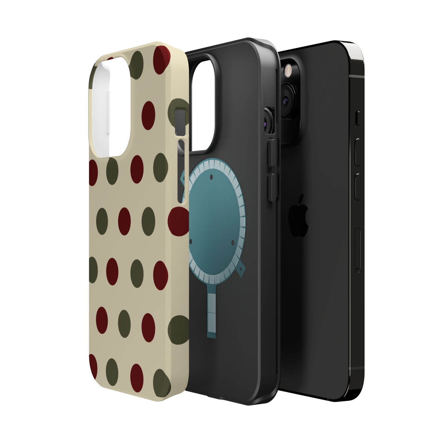 Red & Green Polka Dots on Cream – MagSafe iPhone Case