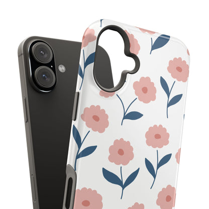 Playful Pink Floral Tough MagSafe  iPhone Case – Soft Pastel Design, Slim & Shockproof