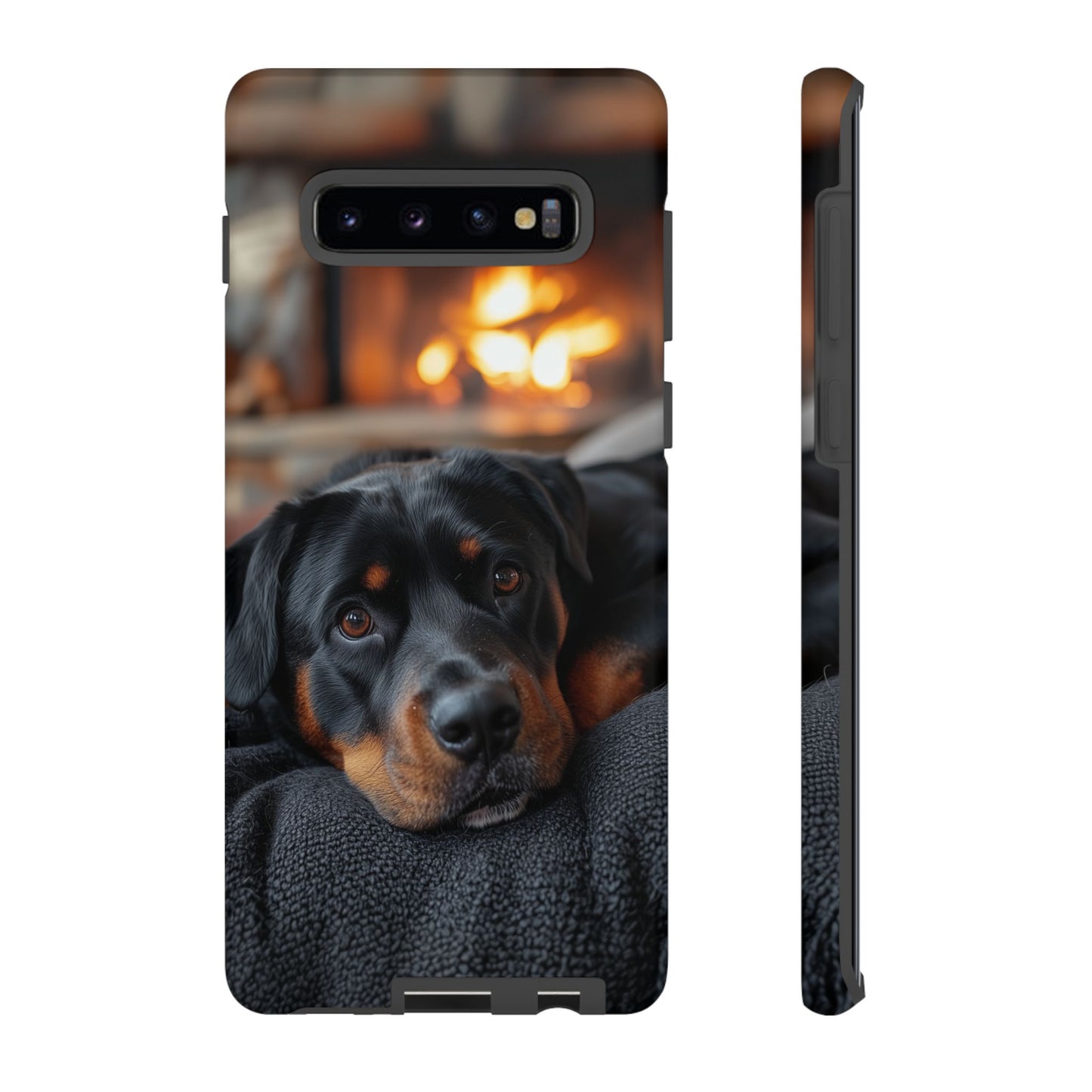 Warm Rottweiler by the Fireplace Samsung Galaxy Case – Rustic Charm for Dog Lovers