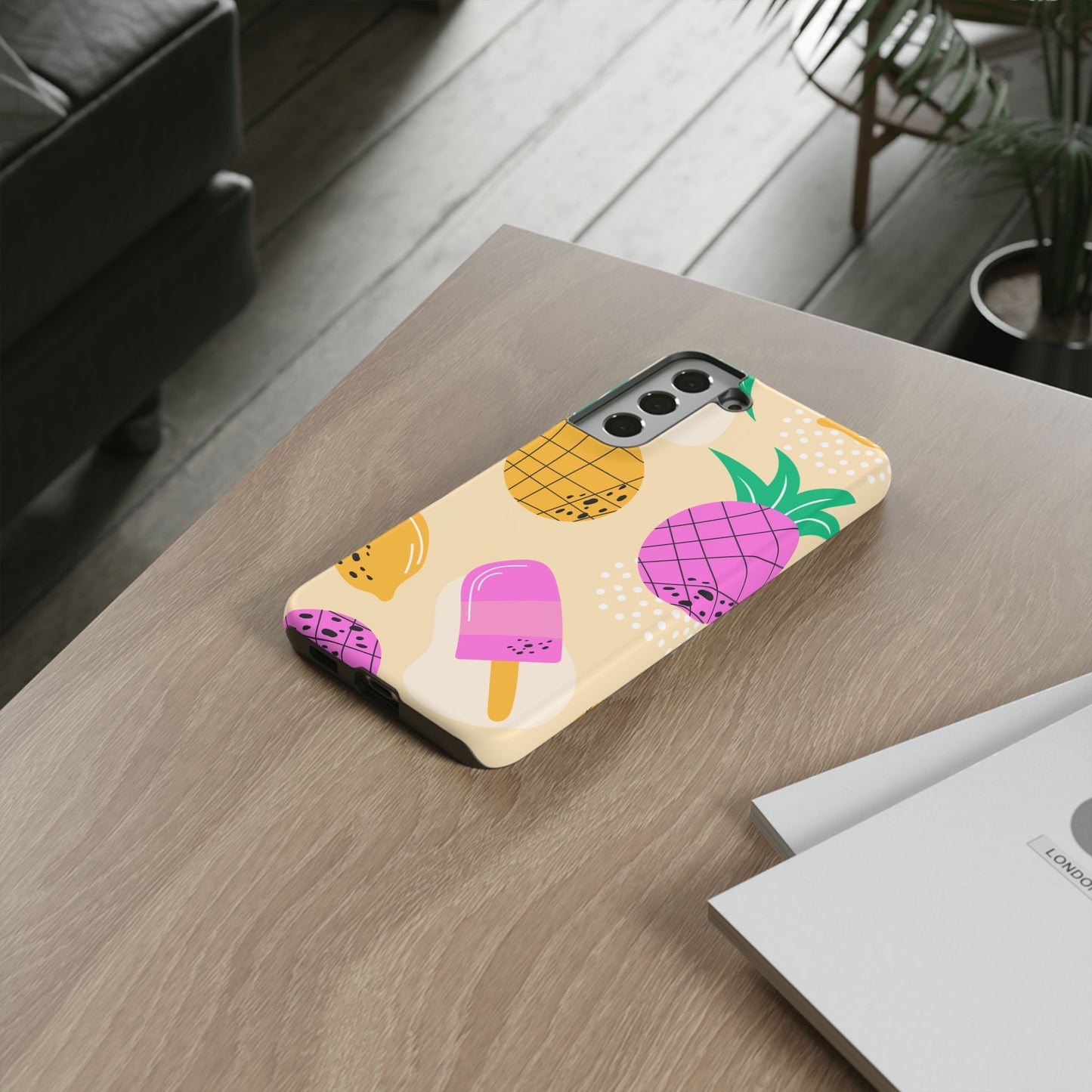 Tropical Pop Samsung Galaxy Case – Fun Pineapple & Lemon Design with Vibrant Summery Colors