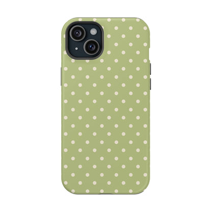 Sage Green Polka Dots – MagSafe iPhone Case