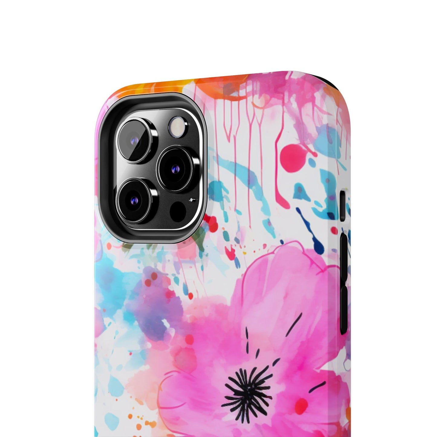 Color Splash Pink & Orange Watercolor Floral - iPhone Case