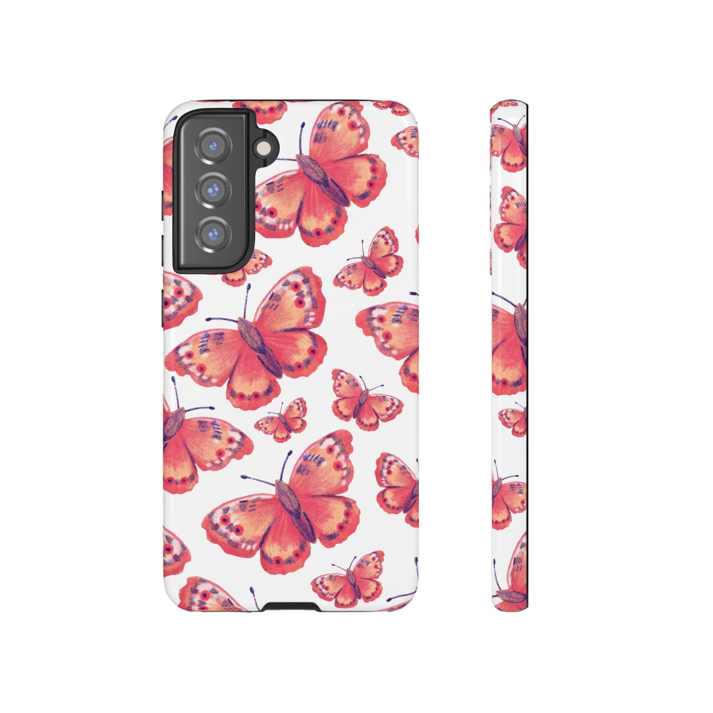 Coral Butterfly Samsung Galaxy Case – Slim, Protective Design with Bold Watercolor Print