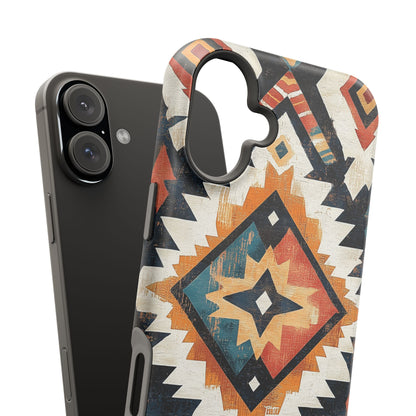 Vintage Southwestern Diamond Tough MagSafe iPhone Case – Rustic Tribal Design, Dual-Layer Protection