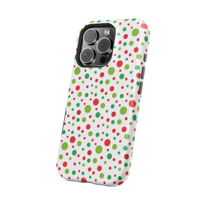 Red & Green Christmas Polka Dots – MagSafe iPhone Case